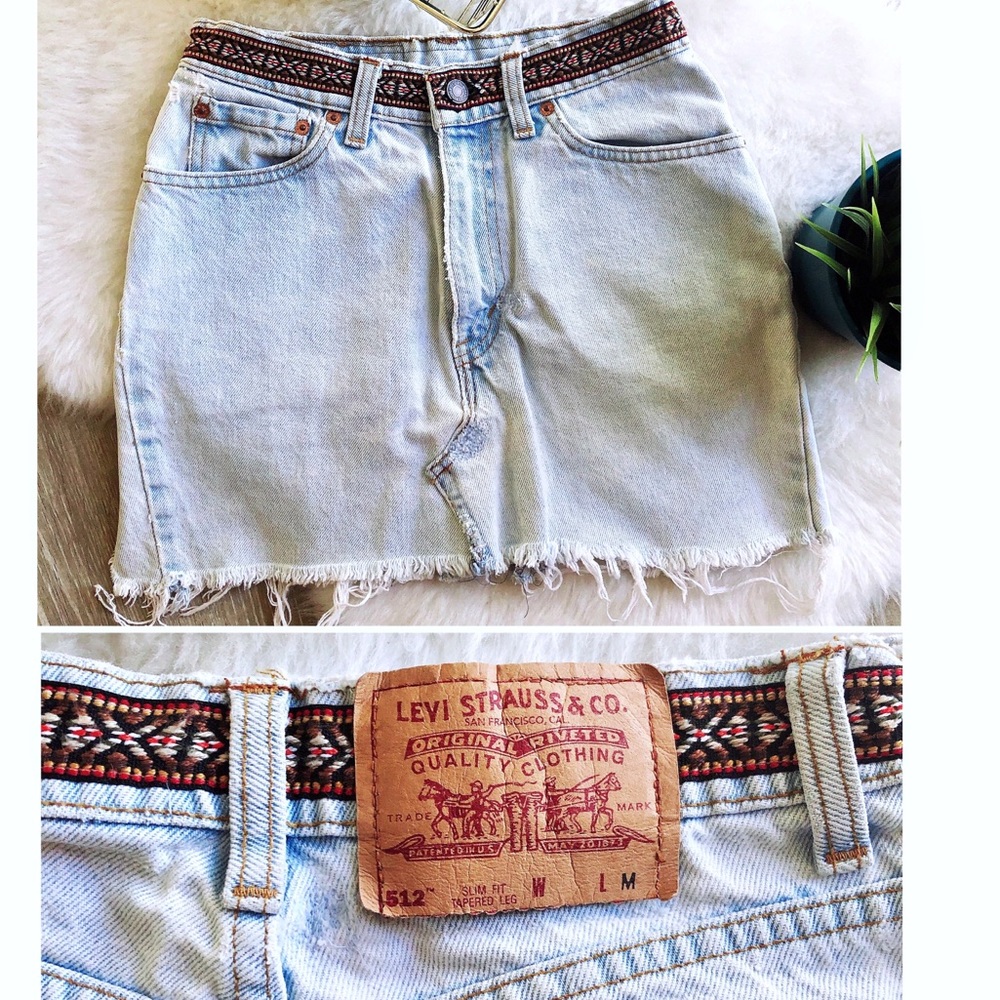 Vintage 90s Levi’s Embroidered Deconstructed Skirt